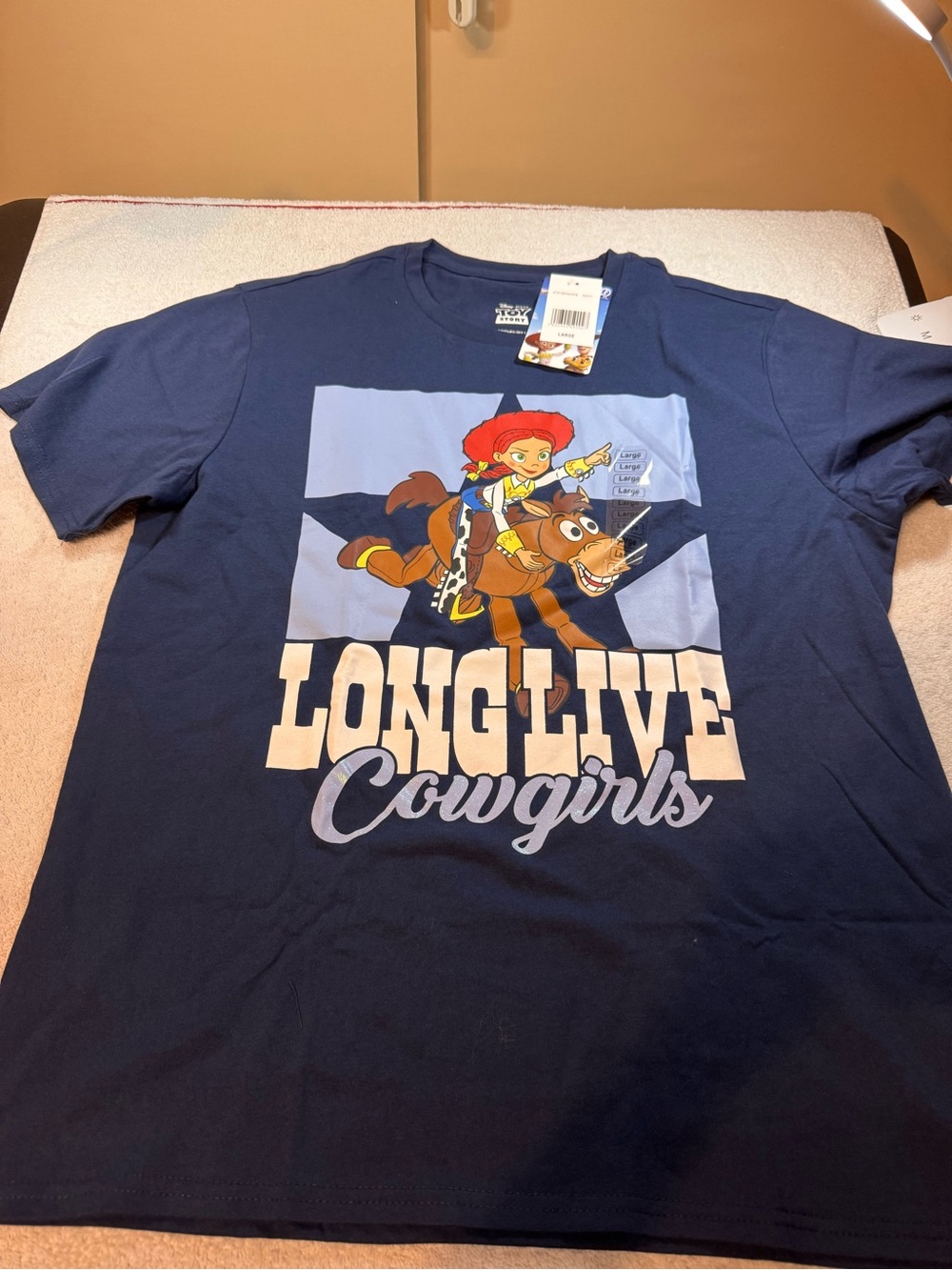 Jessie & Bullseye Disney Toy Story Long Live Cowgirls Graphic Tee - Navy Large